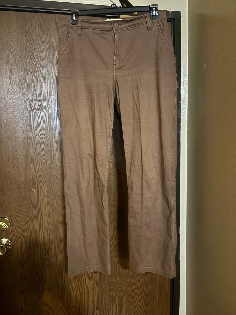 Hollister Brown/ Khaki Cargo Pockets Wide Leg Casual Fall Grunge Cotton Pants